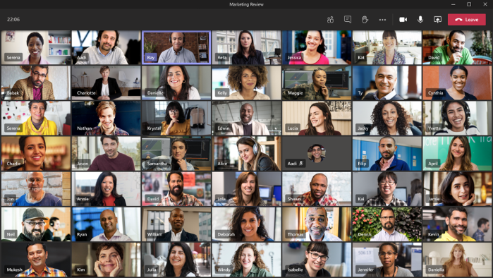 Screenshot of Large Gallery mode enabled with up to 49 video feeds.