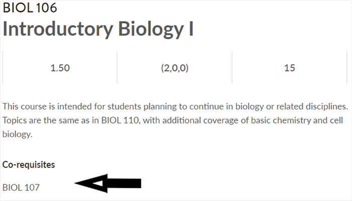 Graphic of course selection for Introductory Biology