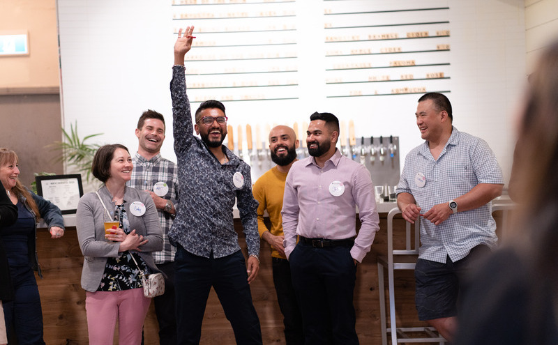 CapU alumni attending the launch party for the Alumni Perks app.