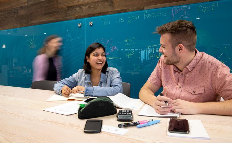 Students in Library working