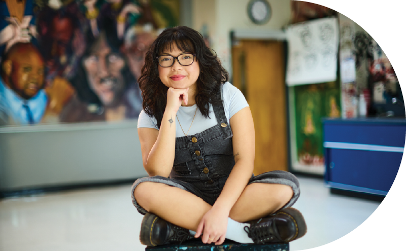 Student sitting in classroom