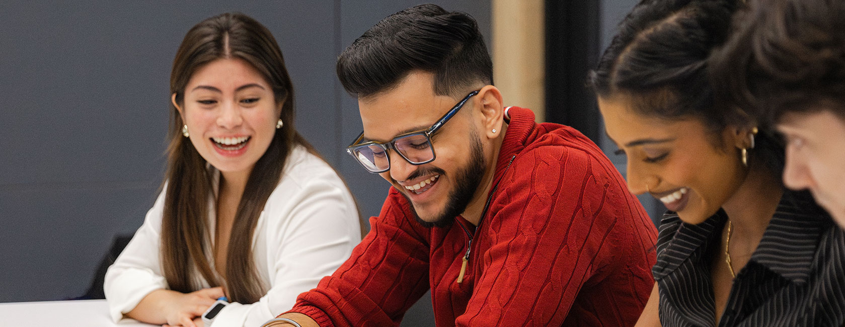 Students talking and laughing