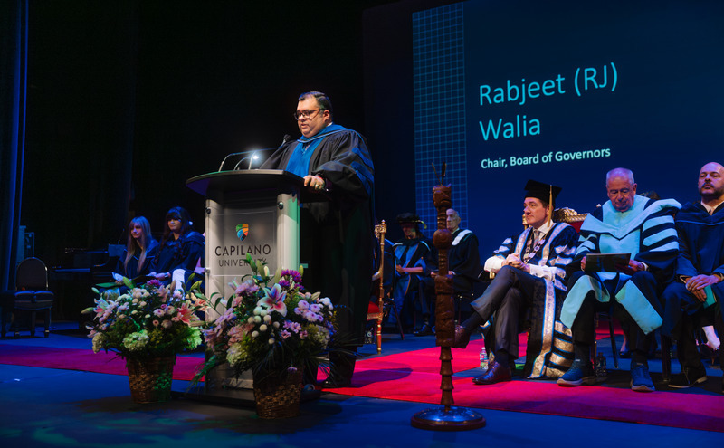 CapU Board of Governors Chair RJ Wallia, MC for the installation ceremony.