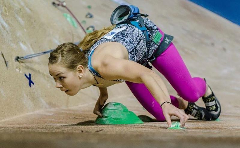 Ali climbing from above