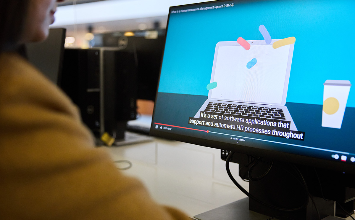 Amisha using subtitles in class