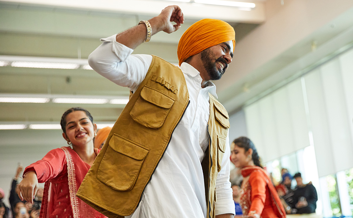 Student dance group in the Birch Building Cafeteria