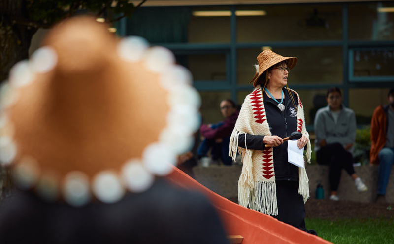 Elder speaking at Canoe-Awakening Ceremony