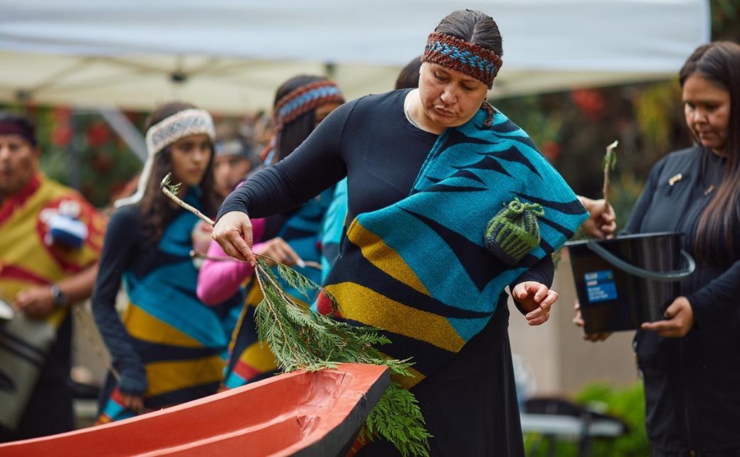 Indigenous person at canoe ceremony