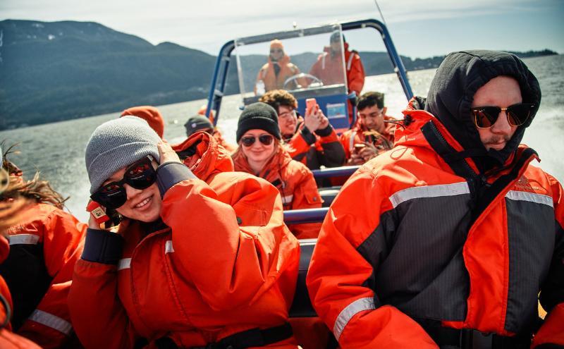 Tourism students on a field trip to Sewell's marina in Horseshoe Bay