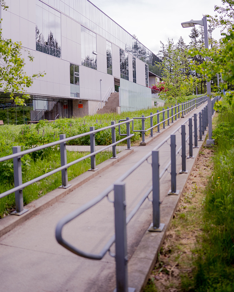 Walkway outside of the Bosa Building