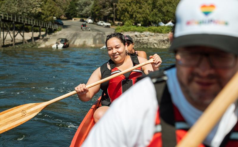 CapU Staff, faculty, and admin with Skw’cháys on a beautiful day in Whey-ah-Wichen