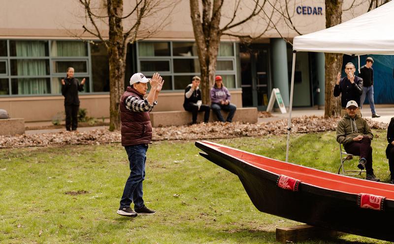Elder Robert Joe joins the Canoe Awakening on April 7, 2022 