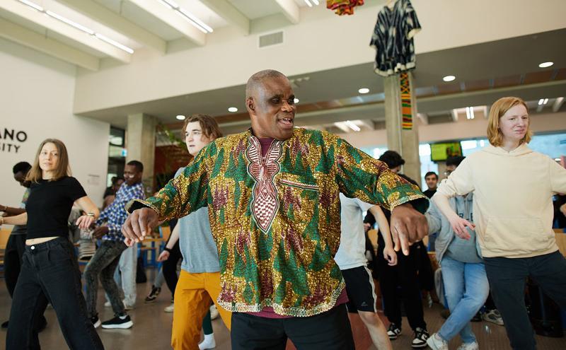 Instructor Kofi Gbolonyo led a high-energy dance and drumming workshop for Black History Month, highlighting our diverse learning environment