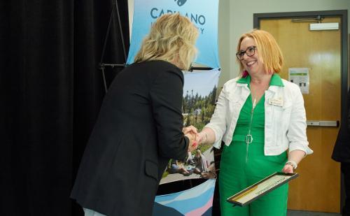 Julia Black receiving an award