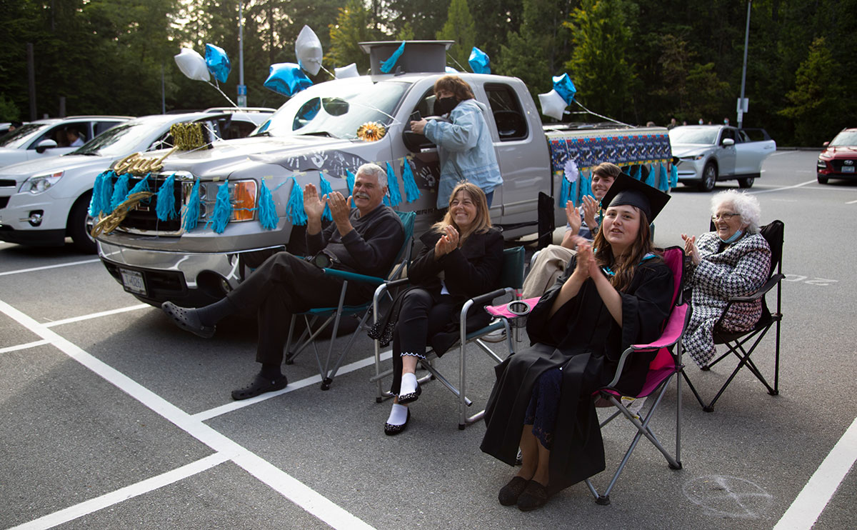 Group watching the Convocation ceremony