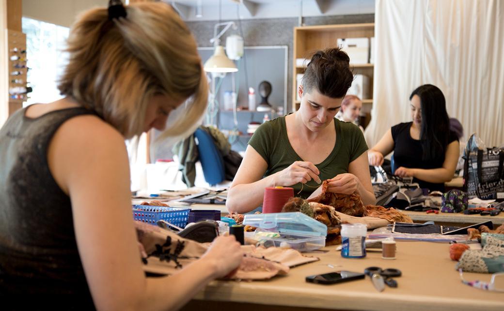 Costuming students in studio