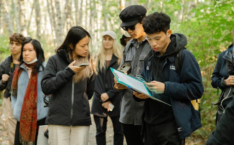 Students exploring the Átl'ka7tsem/Howe Sound Biosphere Region