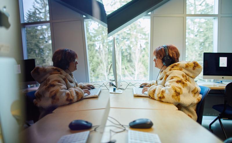 Katayoun Kamdar in a classroom working