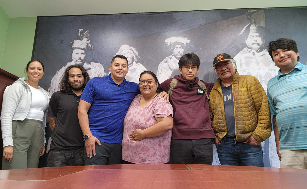 Mason Ducharme with his co-executive director, Amsey Maracle (far left), after delivering their first workshop together, 