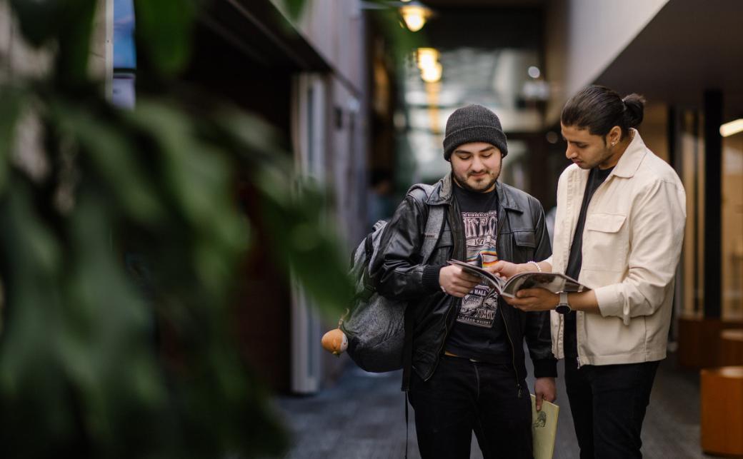 Students on campus talking