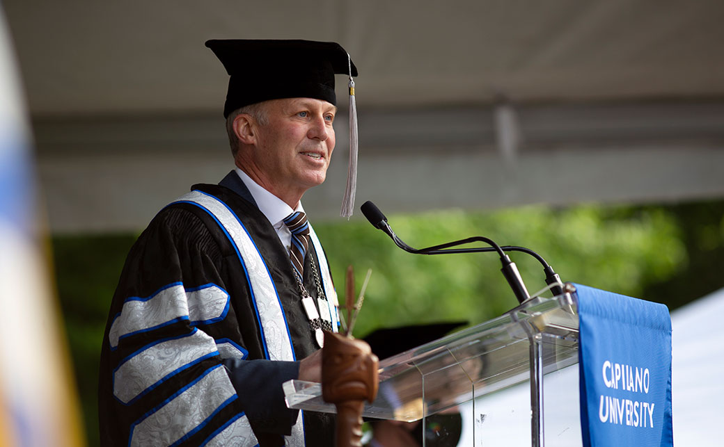 CapU President Paul Dangerfield speaking at Convocation.
