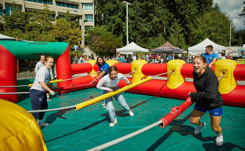 Bringing the fun to a new level with this inflatable foosball game