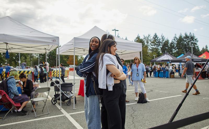 Striking a pose in the 360-degree photo booth