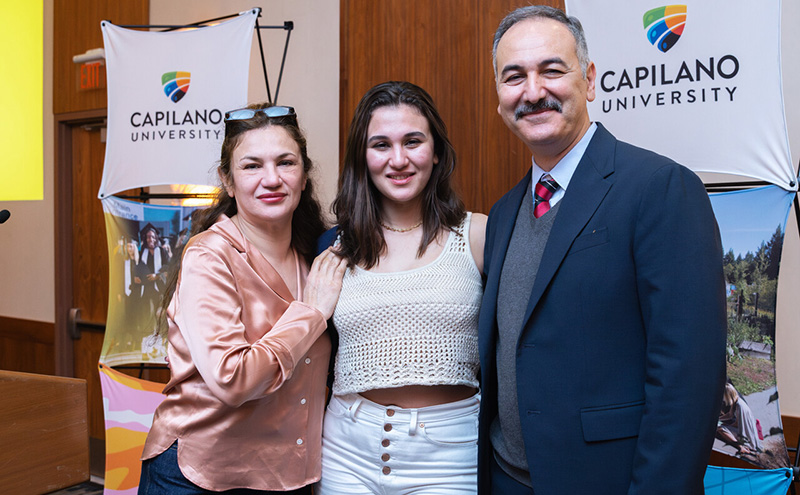 Tina Salasel with her parents