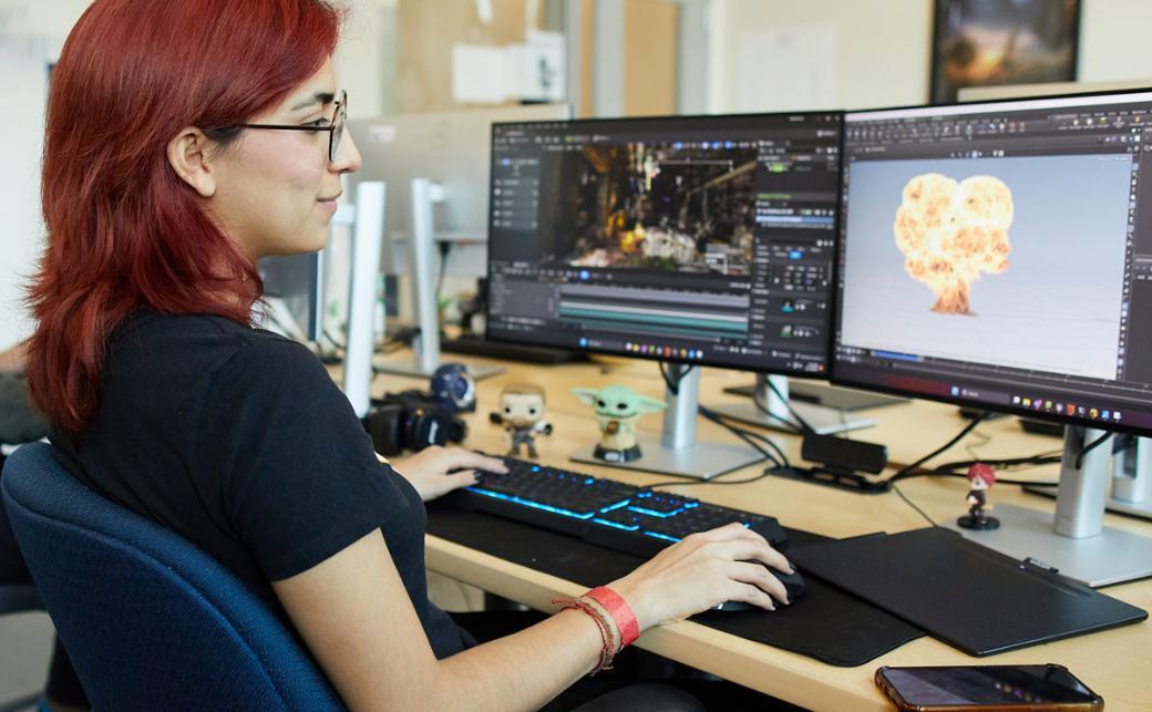 Student at desk working
