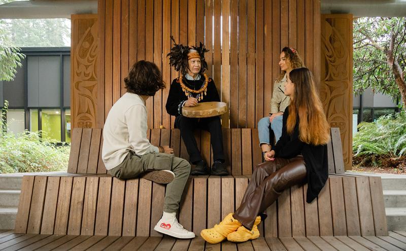 Elder Latash shares his stories with CapU students during our brand campaign filming day.