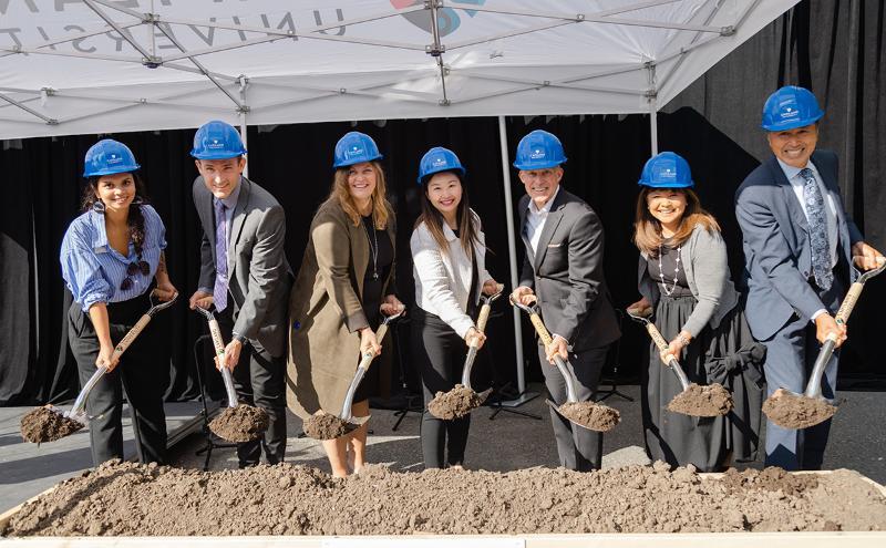 CapU’s senior leadership team and distinguished donors break ground with President Paul Dangerfield at the site of the new Centre for Childhood Studies, which is slated to open in 2024.