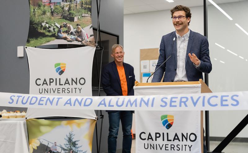 CapU’s Associate Vice-President of Student Success Daniel Lavangie during the ribbon cutting ceremony at the new Student & Alumni Services Centre.