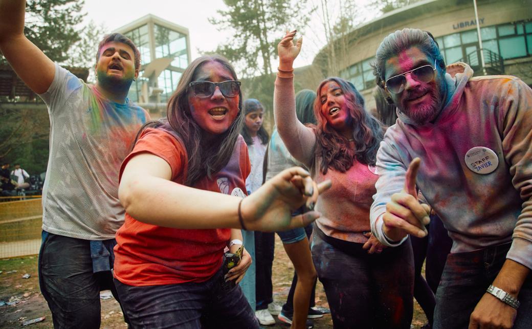 Students at Holi Festival
