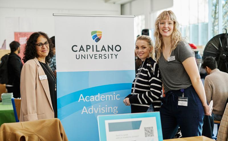 Academic advisors helping new students with program planning and advice on academic pathways