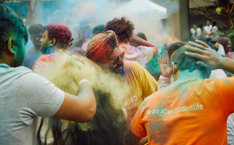 Students at Holi Festival
