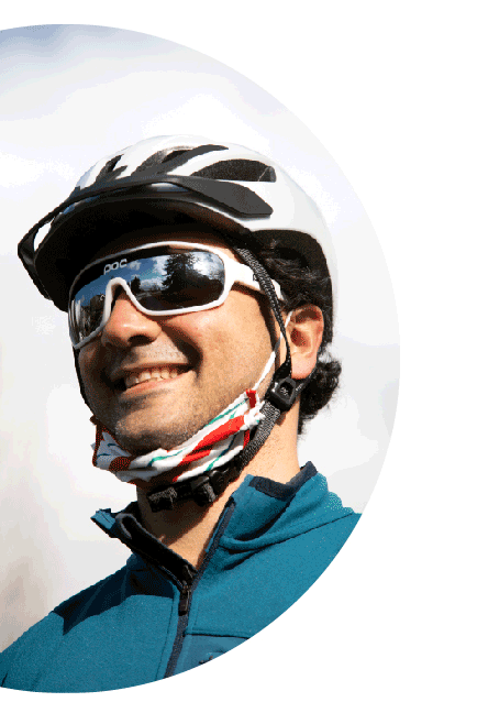Portrait of Nazmi Kamal with bike tread animation