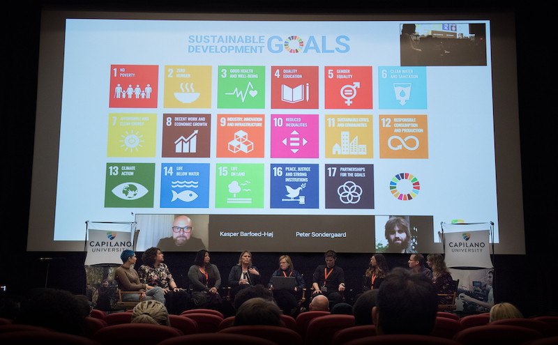 Stage panelists at the Global Sustainability Short Film Alliance