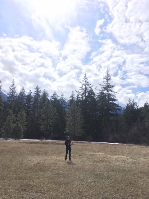 A photo of me at home in N’Quatqua (north of Ts’zil Learning Centre). I drummed and sang the Women’s Warrior song on Sunday, April 5. 20-25 of my learners across four Stl’atl’imx communities joined me from their homes as we celebrated “separate togetherness.” Submitted by Erin Elliott.