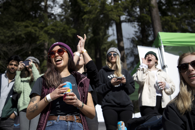 Cheering on participants during the Capilano Students’ Union’s Rail Jam on March 12, 2020.