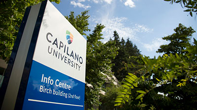 Campus sign for Info Centre and Birch Building