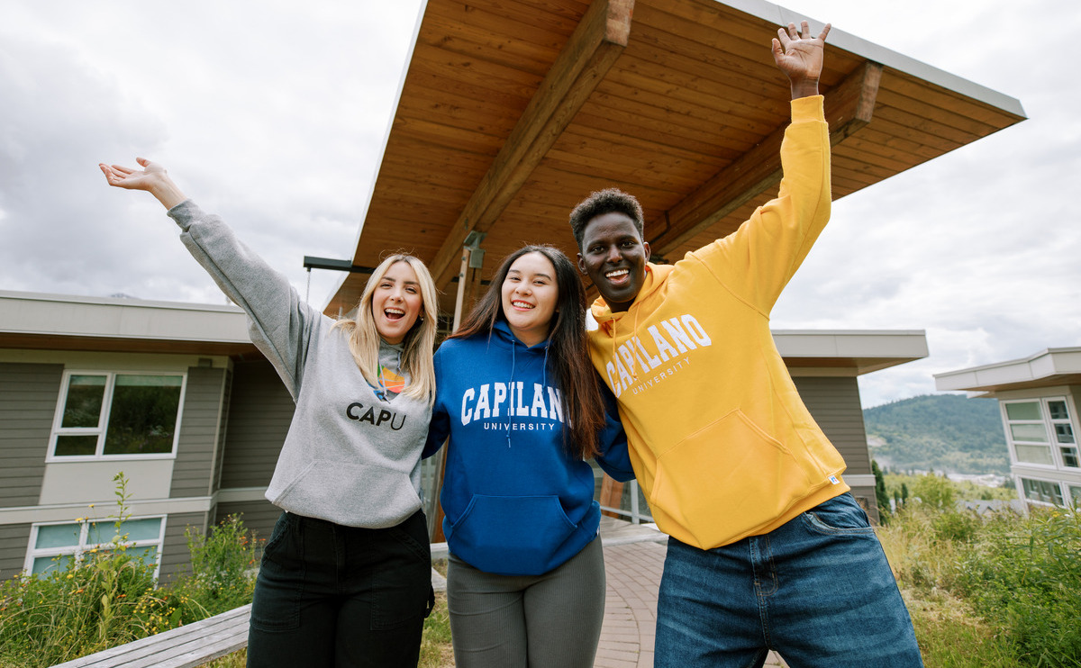 Students welcoming new residents to student housing at CapU Squamish.