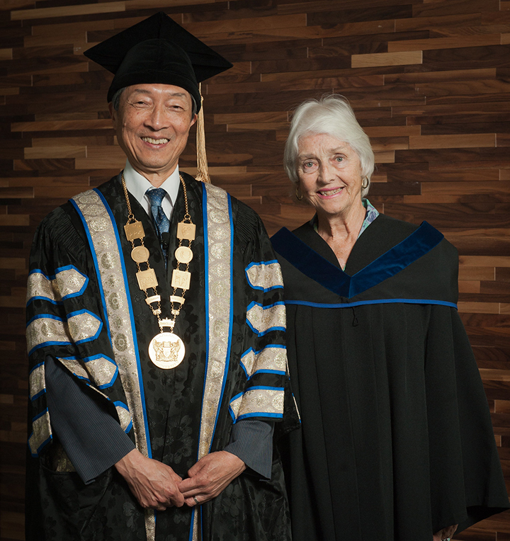 Jeri Krogseth received an honorary degree from CapU in 2016. 