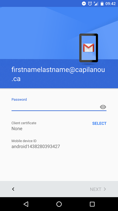 Android email add password