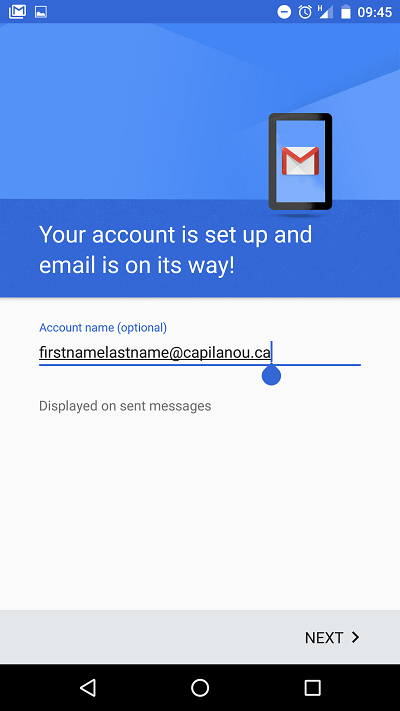 Android email account name