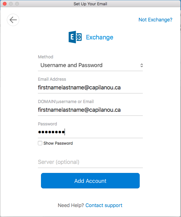 Employee Email Outlook Mac Account info