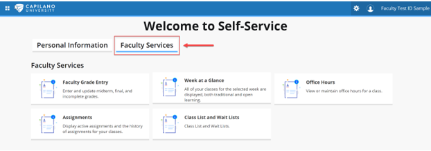 Banner 9 Landing pages showing Faculty Services tab