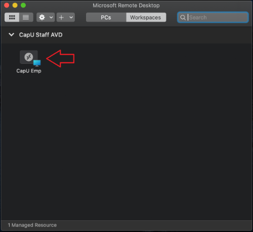 Click on the CapU Emp icon to start you virtual desktop