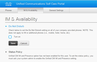 Cisco Portal DND Turn Off