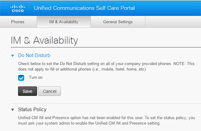 Cisco Portal DND Turn On