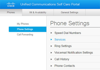 Cisco Portal Phone Settings Ring Settings